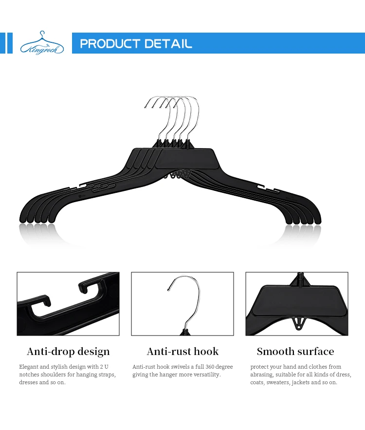 15 Inch Thin Section Black Plastic Hangers Slim Design Space Saving ...