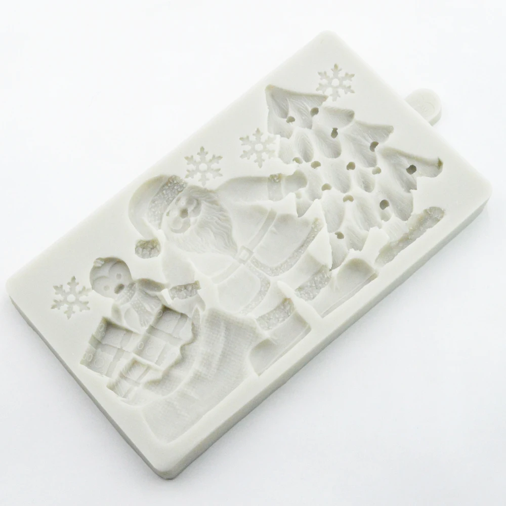 Christmas Tree Santa Snowflake Mould DIY Silicone Fondant Baking Decoration Tool Chocolate Mould Silicone Mould