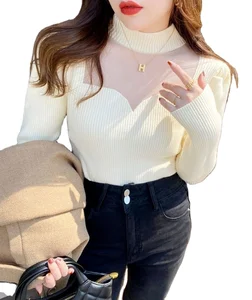 Bottom Shirt Design Ladies Niche Pullover Autumn Winter Inner Sweater Semi-turtleneck Sexy Stitching Top Sweater