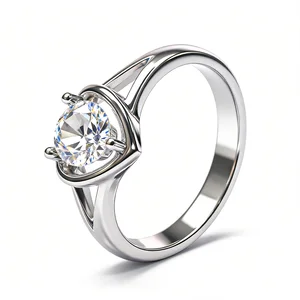 White Gold Classic Solitaire Moissanite Engagement Ring Heart Shape for Women 6mm 0.8Carat Rhodium Plating Elegant Style