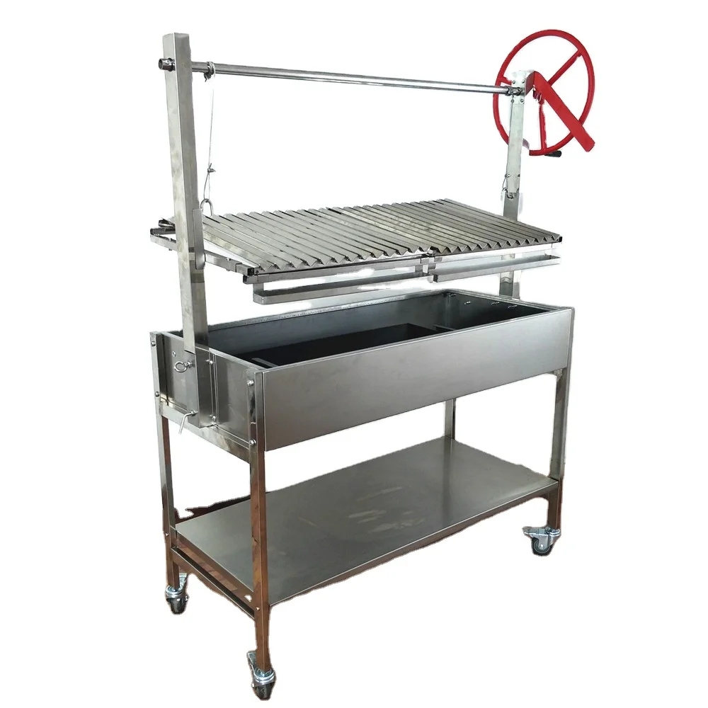 Barbecue Portatile Greco-Cipriota Foukou - Con Girarrosto Regolabile In Altezza, Vassoio In Acciaio, Per Souvla E Souvlaki