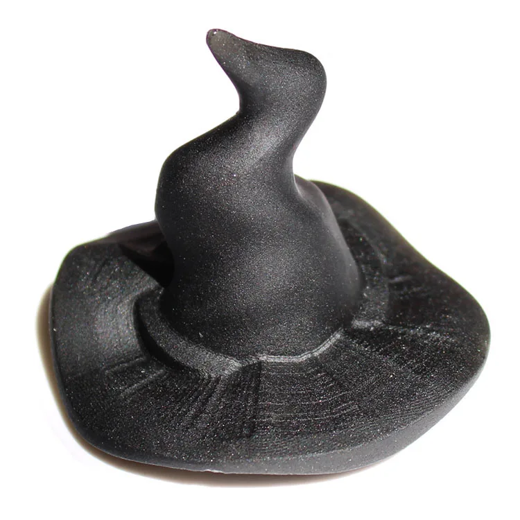 Оптовая цена резная вручную шляпка ведьмы из натурального черного обсидиана с кристаллами для украшения Хэллоуина