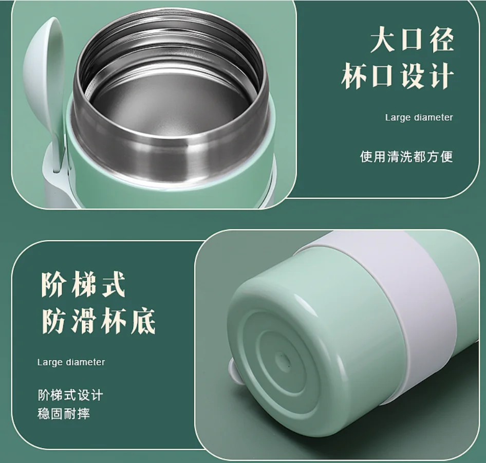 400ml  Keep Hot and Cold Double Wall Stainless Steel Insulated Food Flask Jar for Kids with Spoon