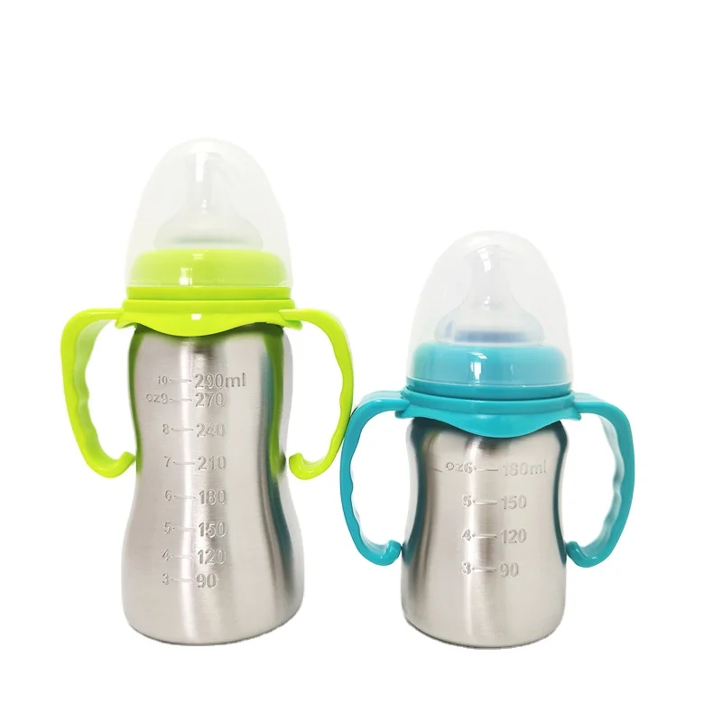 304 Stainless Steel 290ml Portable Baby Feeding Bottle High Quality Infant  Milk Bottle with Scale Mark Food Grade