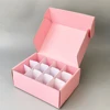 pink paper box packaging with foam inser