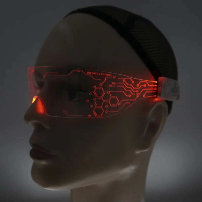 
СВЕТОДИОДНЫЕ светящиеся очки для вечеринки, футуристические электронные очки с козырьком, очки с подсветкой для Хэллоуина, фестиваля 