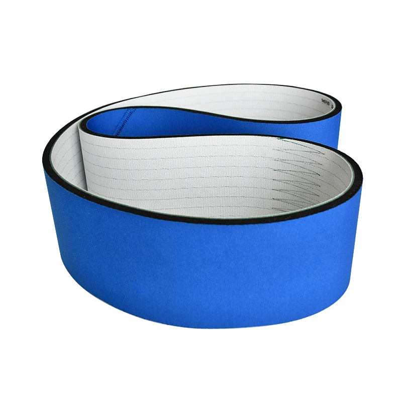 Customized PU Timing Belt for Labeling Machine Blue Fabric and Black Rubber Foaming Sponge Conveyor OEM Support