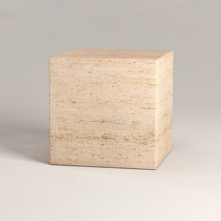 Natural Stone Coffee Table Customized Cube Block Marble Side Menu High Low Travertine Table Square Marble Plinth