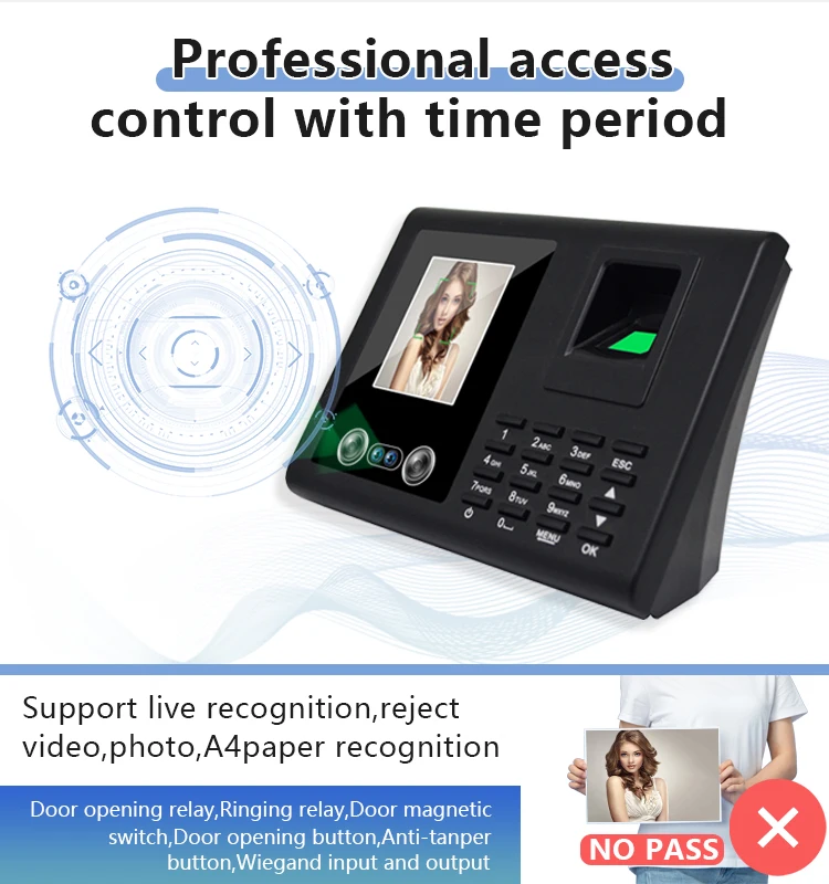 EBKN Time Clock Fingerprint Access Control Attendance System With Free Software