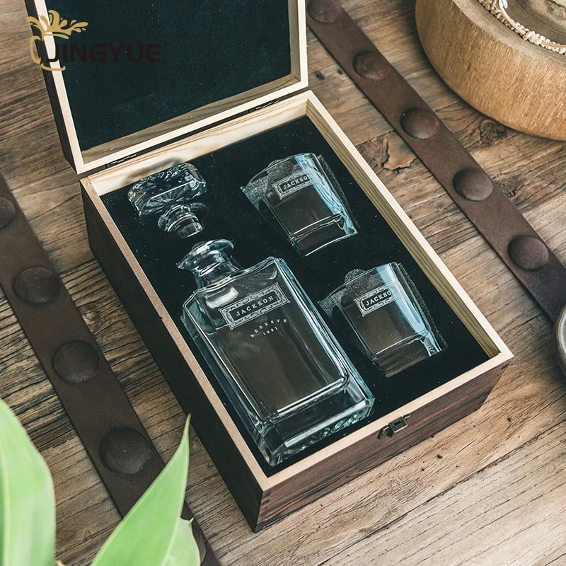 jingyue custom engraved square clear whiskey