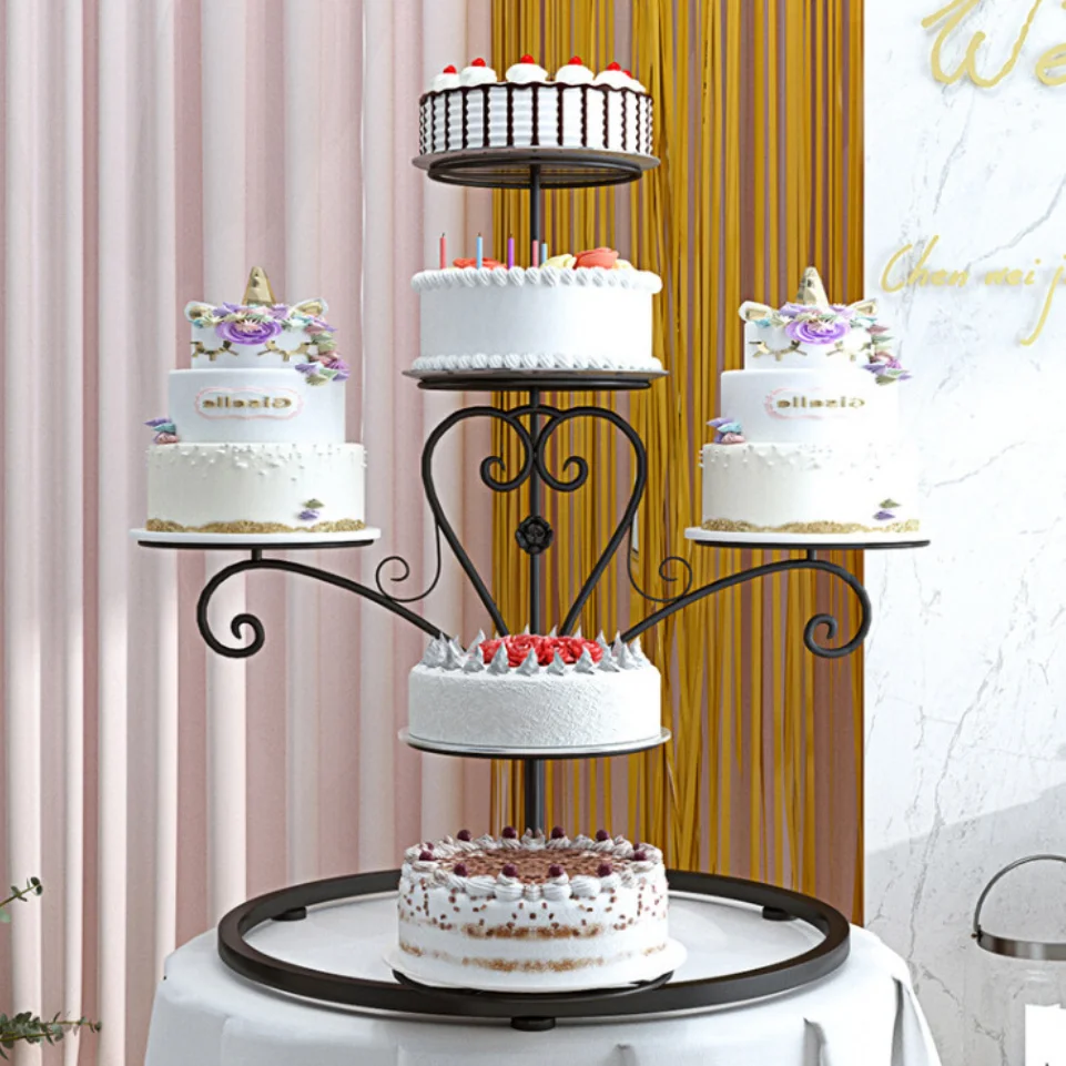 Présentoir à gâteau ESTINK, support à gâteau rectangulaire à 2 couches avec  trou support de sucettes acrylique portable pour anniversaire de mariage 
