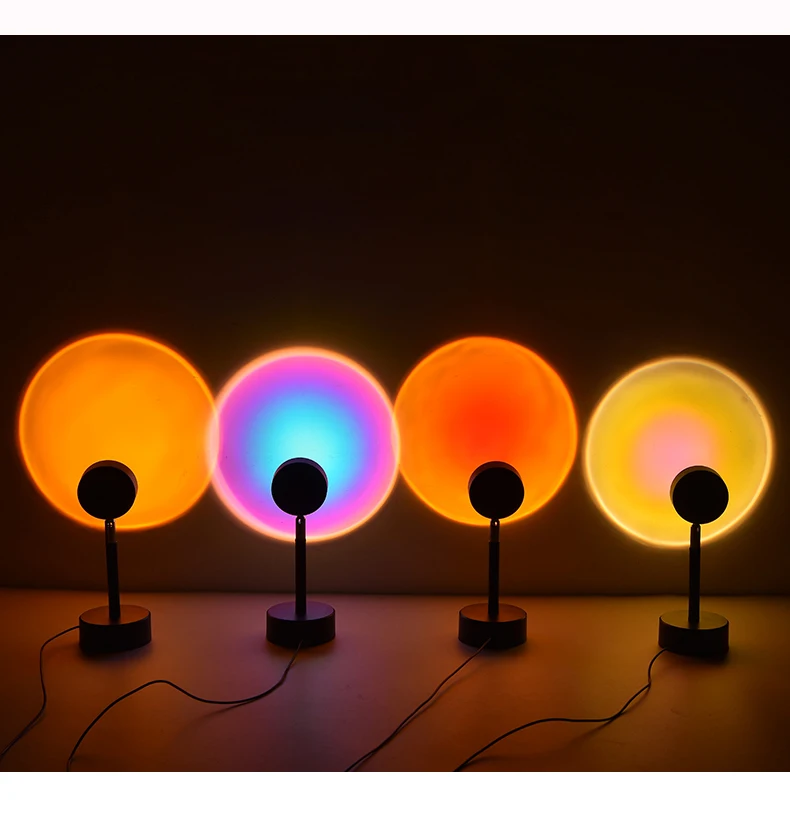 Sunset Table Lamp Rainbow Projection LED Night Light Projector for Living Room Bedroom Background Wall Decoration