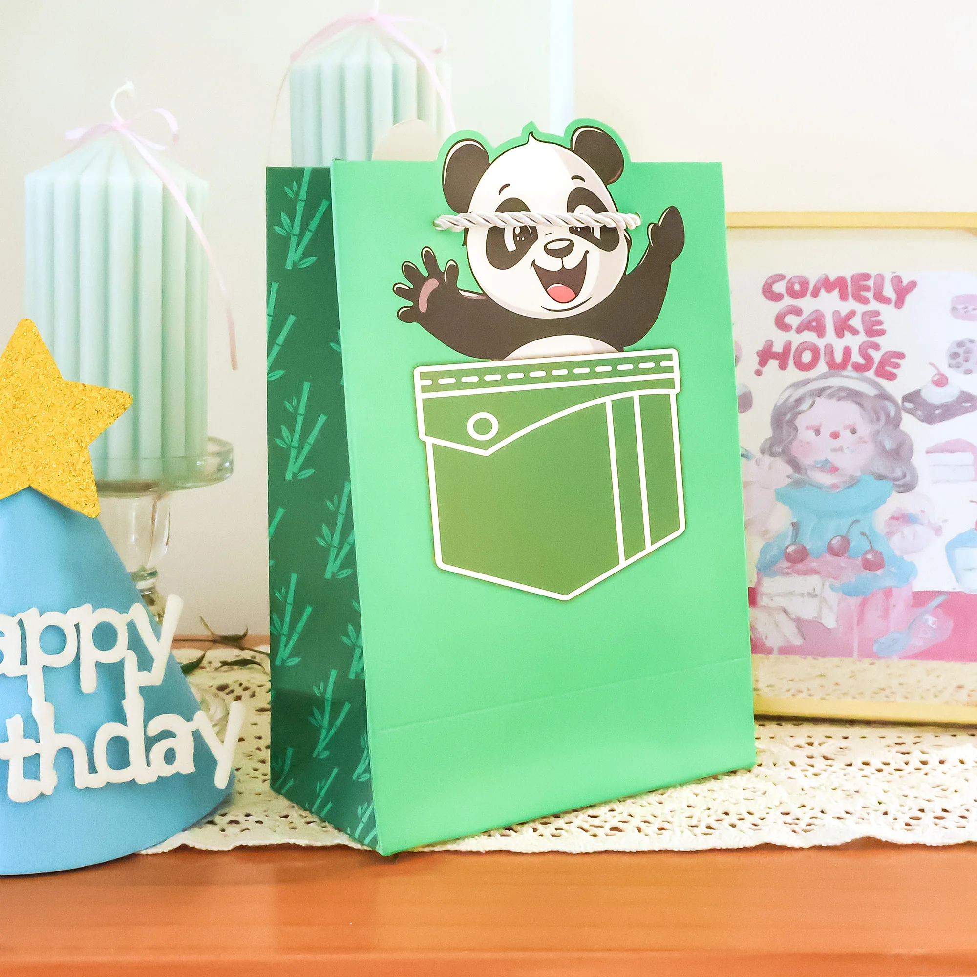 Custom Printed Logo Craft Luxury Recyclable Durable Classic Style Kraft Paperboard Bag Glossy Lamination Ribbon Handle Baby Food