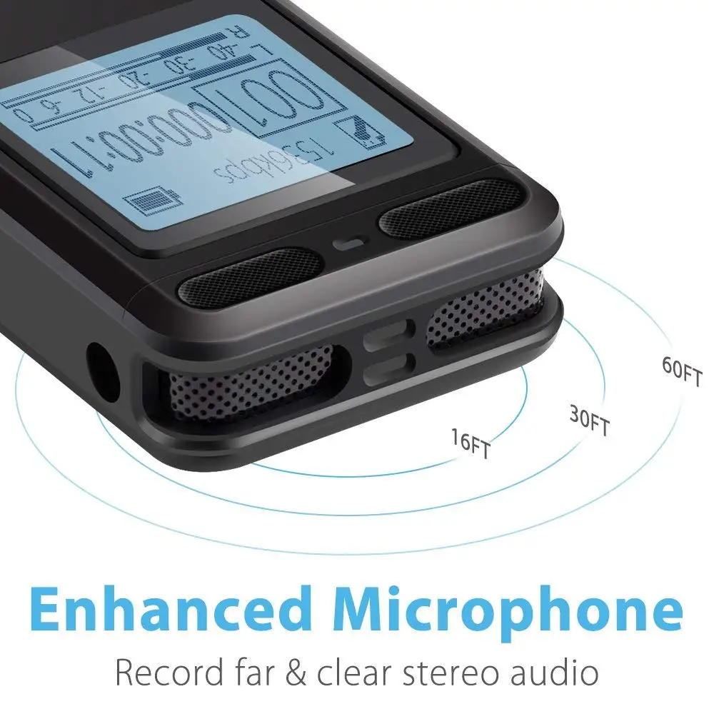 V36 Digital Voice Recorder with Microphone Long Battery Life 32GB Hearing Aid Function USB Portable Dictaphone for Meeting