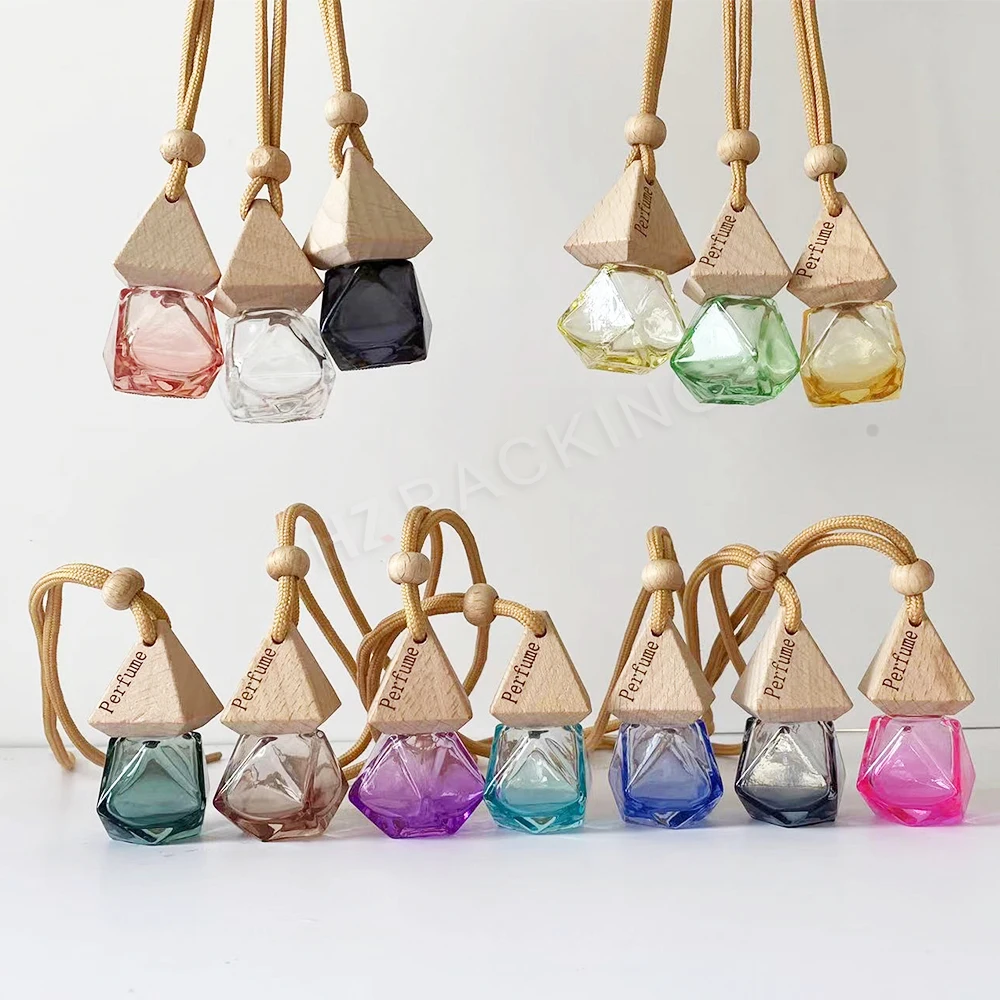 Custom Logo Round Triangle Square Shape Glass Car Perfume Bottles