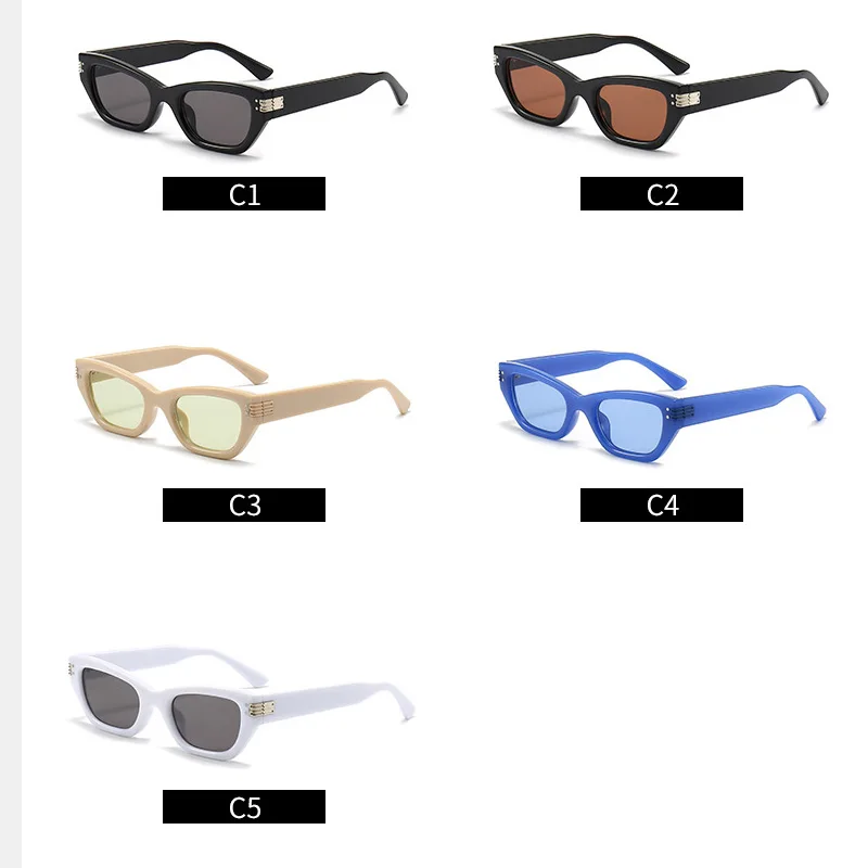 Korean Retro Square Cat Eyes Rice Nail Sunglasses UV Protection display picture 1