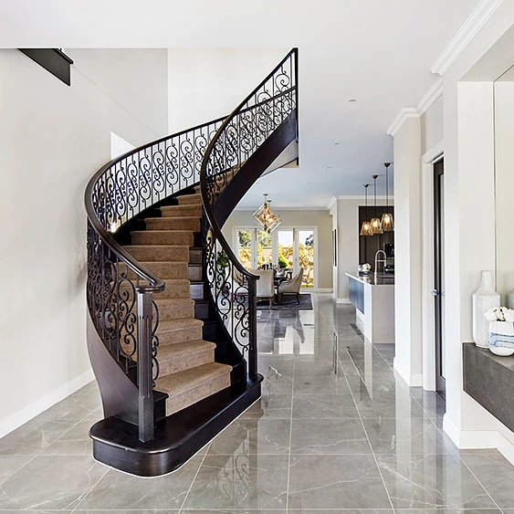 Australian style decorative marble stairs design wrought iron spiral staircase