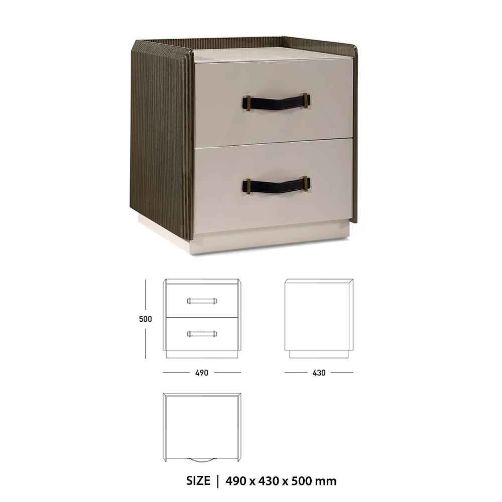 product modern wooden bedside table with double drawers for bedroom home-64