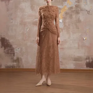 Bettergirl Spring French New Trend Vietnamese Niche Design Women's Retro Lace Merlin Dress Long Dress for Daily