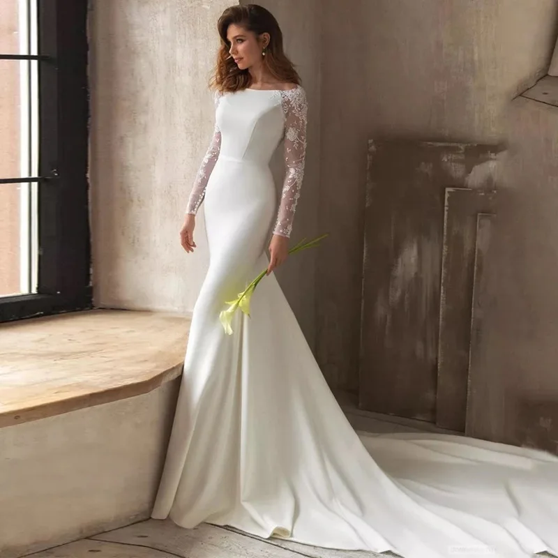 50 Breathtaking Wedding Dresses in 2022 : Elegant Silk Long Sleeve