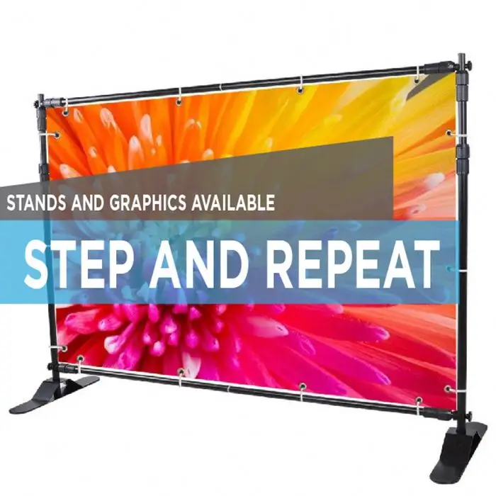 DD Display Printed Banner Stand Adjustable Telescopic Trade Show Backdrop Step and Repeat Frame