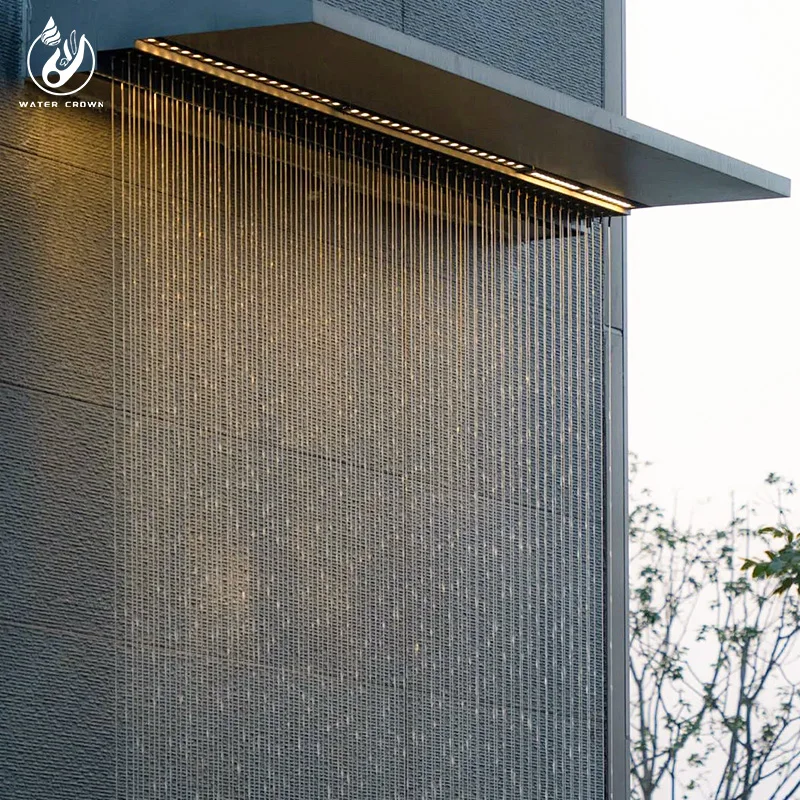 Водяна корона з нержавіючої сталі 304, водяна завіса/дощова завіса/водоспад із СІД-підсвітленням, сучасний дизайн, 110–240 В, для внутрішнього та зовнішнього використання (патіо)