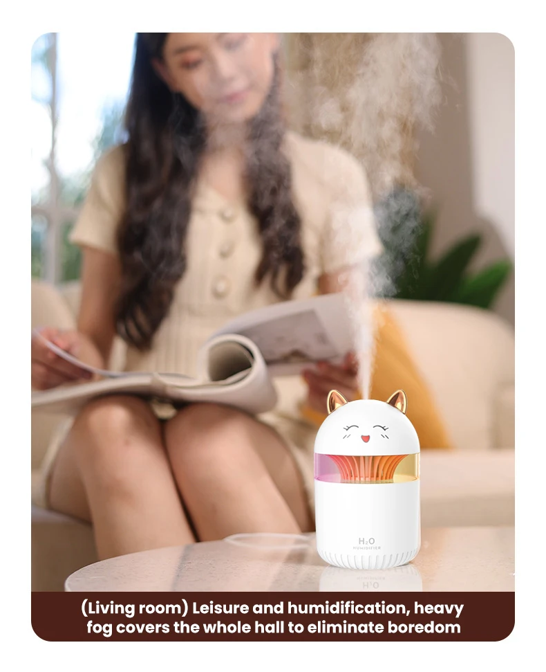 H2o Usb Colorful Humidifier Fire Flame Humidifier Diffuser Smart