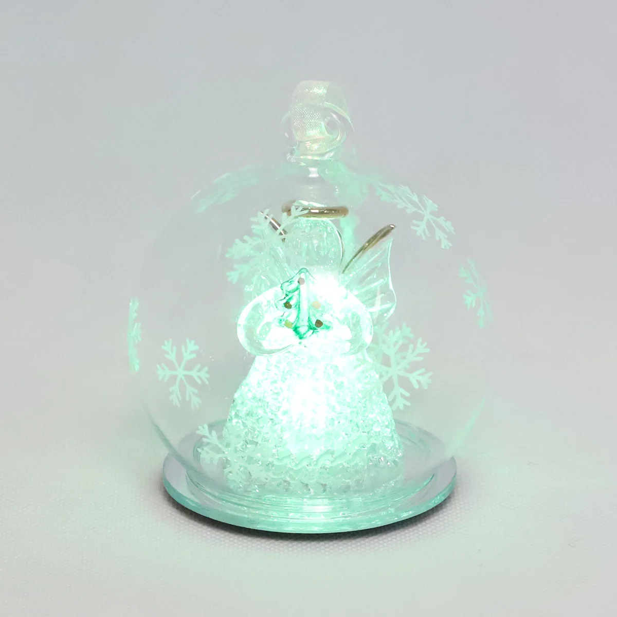 Christmas Hanging Decorative Ornament Lighted Glass Christmas Angel Holding Star Snow Globe Decorations Ball Ornament factory