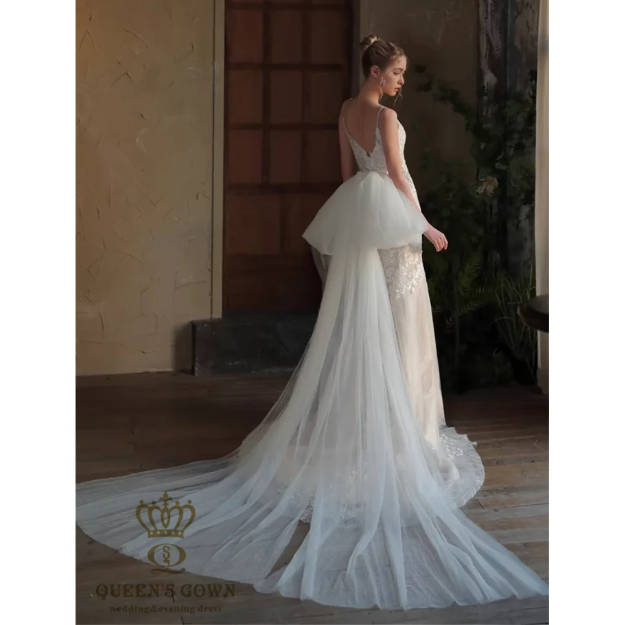 QUEENS GOWN New Style Detachable Bow Long Train Bridal Veil High Quality  Wedding Dress Accessories| Alibaba.com