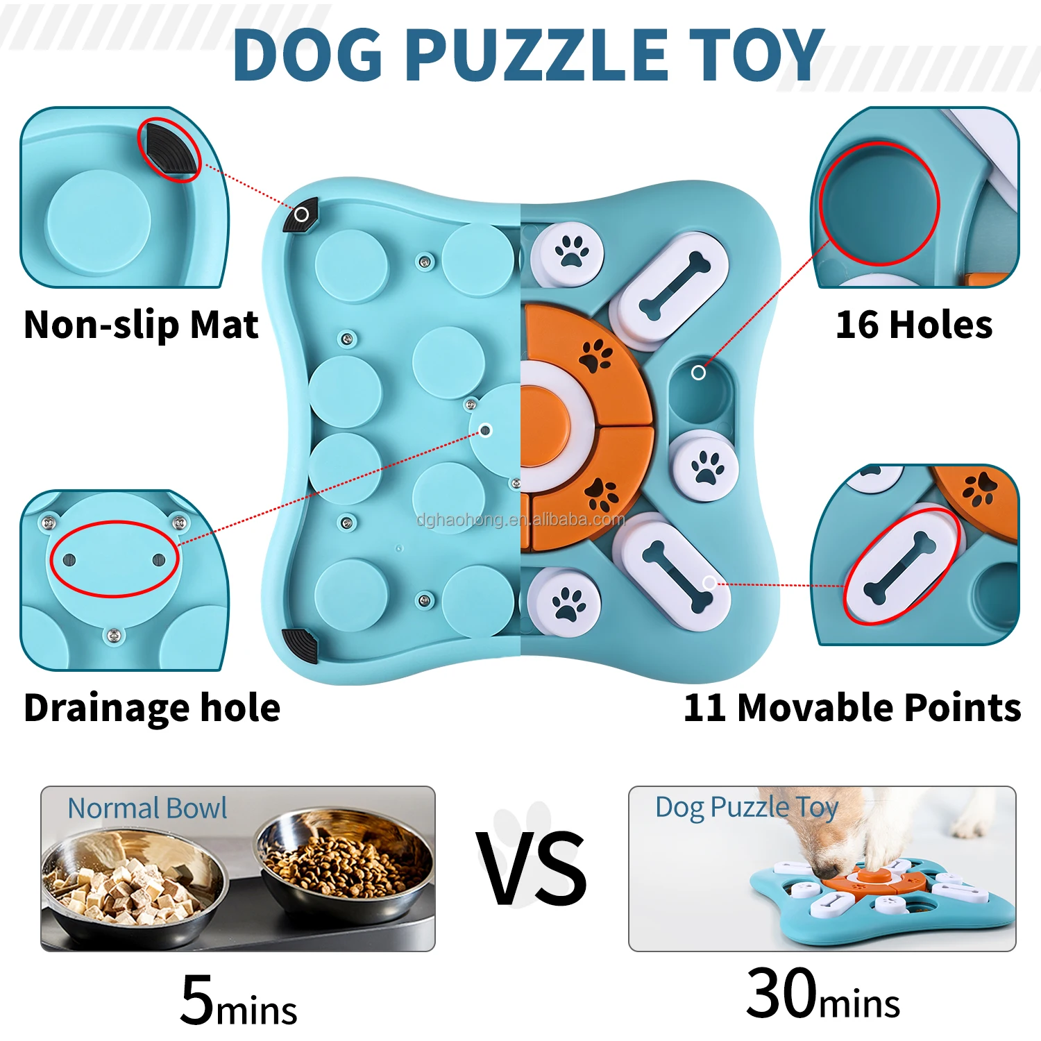 Multifunctional Squeak Interactive Dog Enrichment Toys,Pet Enrichment Toys Anxiety Treat Feeder
