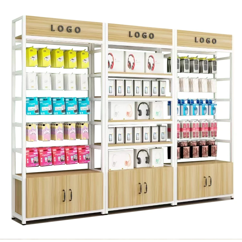 Mobile Phone Accessories Display Rack Wooden Display Retail Shop Stand