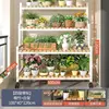 Four-tiered white 100-step flower stand