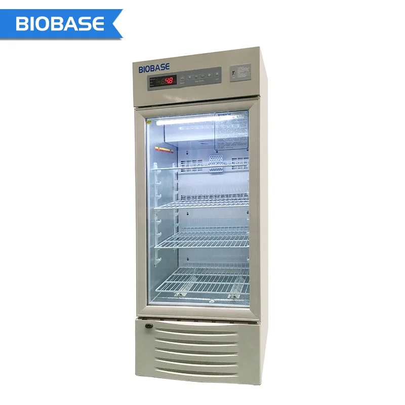 Biobase China Laboratory Pharmacy Refrigerator Single Glass Door High-precision  2-8 Degree Temperature