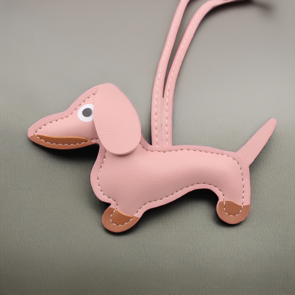 Portachiavi Bassotto Con Ciliegia E Cuore - Portachiavi Borsa, Ciondolo Portafortuna In Pelle PU, Regalo Per Amanti Cani