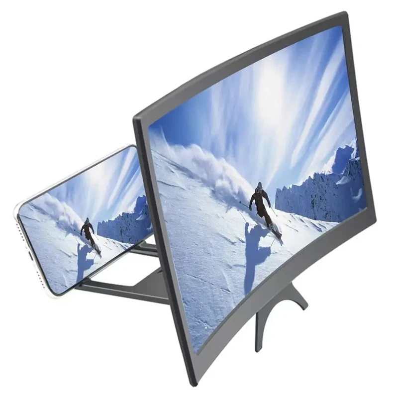 Hot Sale 12-inch Curved Screen 3d Phone Screen Amplifier Mobile Phone Desktop Stand