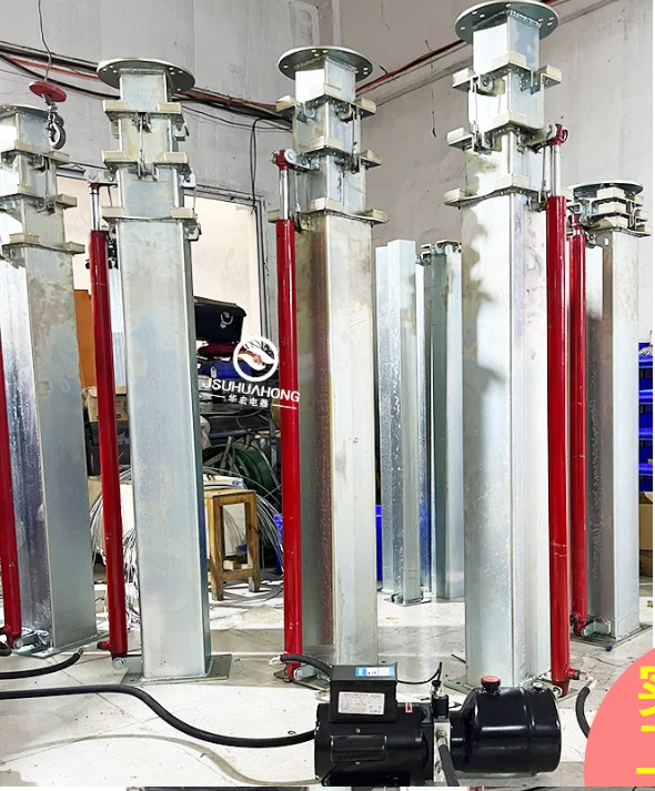 Hydraulic Cylinder Telescoping Mast-Push-Up Pole Antenna Light Tower CCTV Use CE Certified Cable Hoist Yellow/White 1 Year