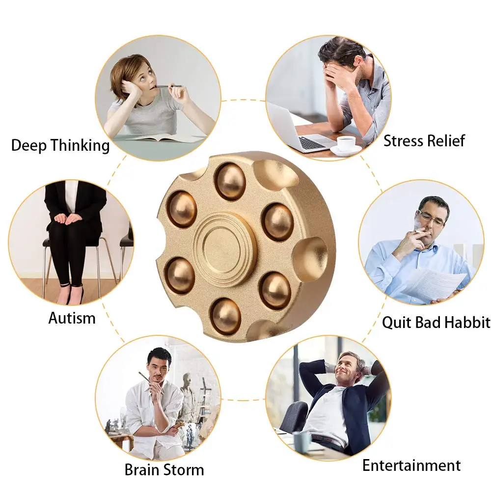 Alloy Brass Revolver Spinner - Stress Relief Toy