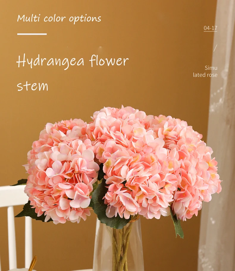 Hot Sale Artificial Hydrangea Flowers Stem For Home Wedding Decoration Wholesale Single Stem