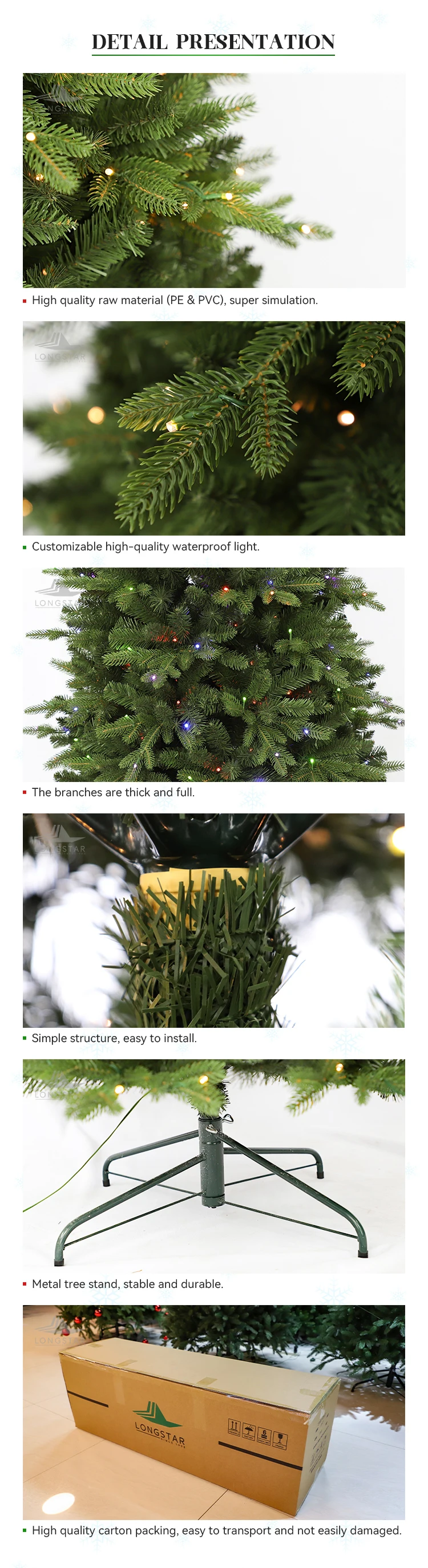 4ft 5ft 6ft 7ft 8ft Cheap Outdoor Lighting Artificial Christmas Tree