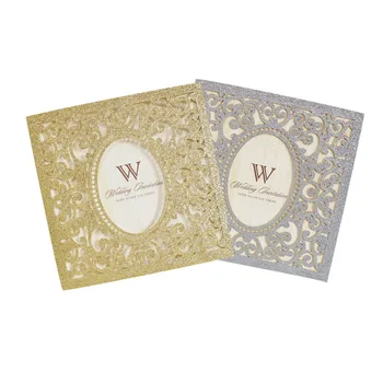 Luxury Wedding Invitation Glitter Paper Wedding Invitation Card Laser Cut Card