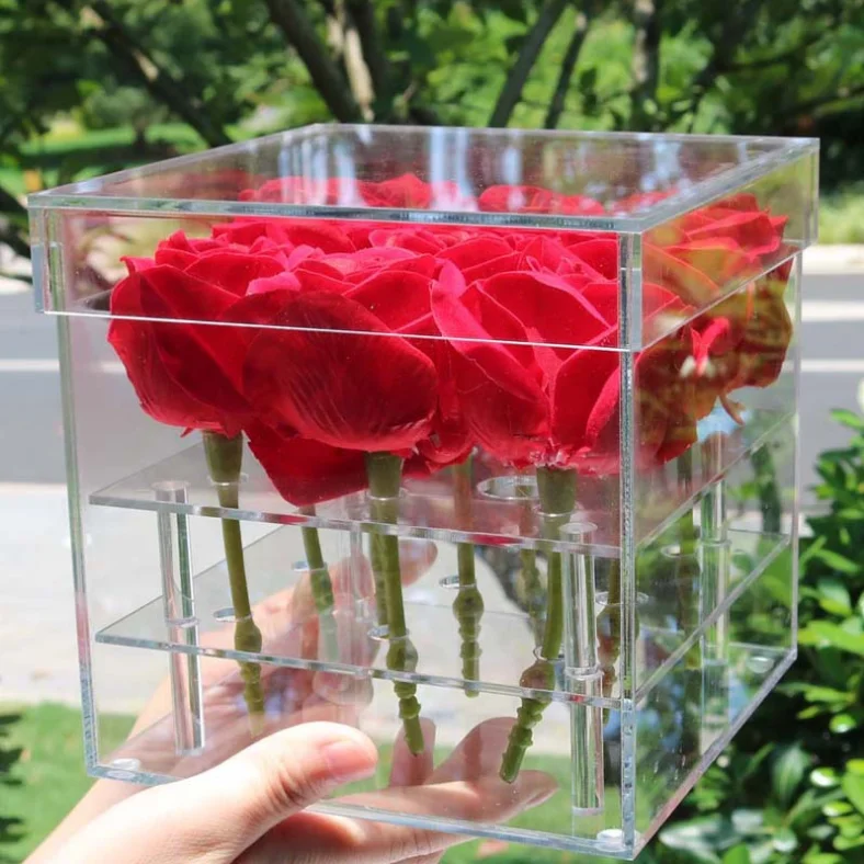 Factory Wholesale Plastic Flower Box Packaging Cover Box Clear Acrylic