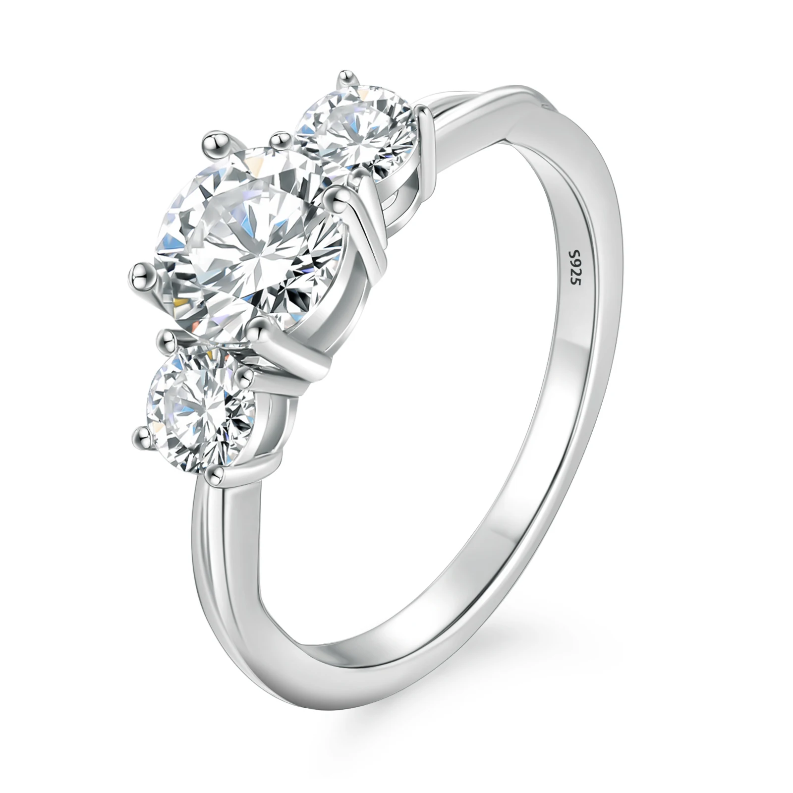 Luxury Iced Out Side Stone Wedding Rings S925 Sterling Silver Lab Grown  Diamond Engagement Three Stone Moissanite Ring for Women