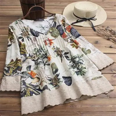 Fd-001 Latest Floral Print Ramie Cotton 