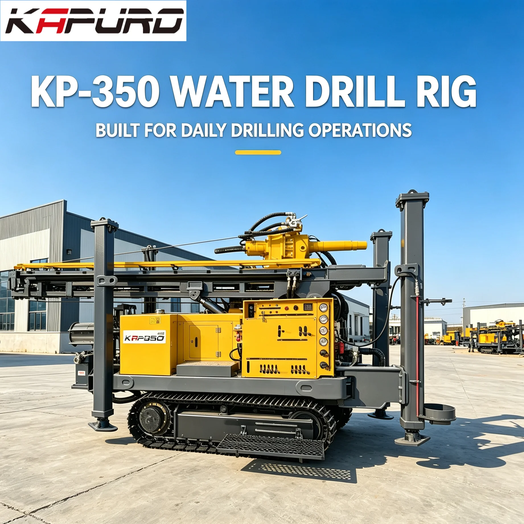 KP-350 Robust Diesel-Powered Water Well Drilling Rig with Motor & Bearing Low Fuel Consumption and Low Maintenance Cost