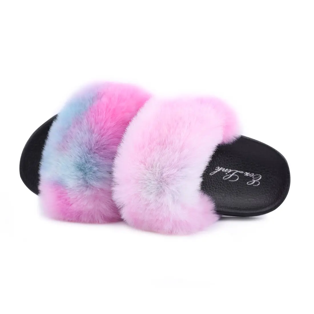 Zapatillas de piel sintética para mujer, sandalias con pelo