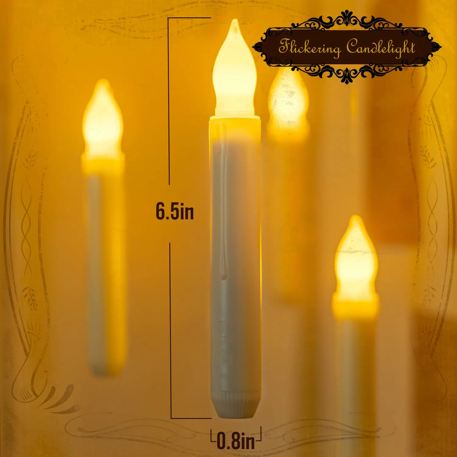 12-Pack Floating Candles With Magic Wand Remote – Flameless LED Taper Candles, Flickering, Battery Operated, With Fishing Line & Hooks, For Halloween, Christmas, Parties & Room Decor