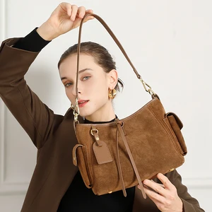 Wholesale Custom Retro Fashion Women's High-quality Genuine Leather Shoulder Small Square Bag Frosted Cowhide Handbags Messenger