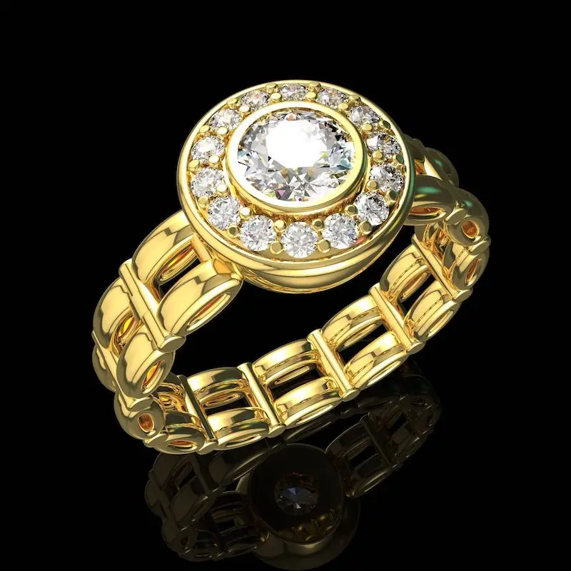 Huitan 2022 New Arrival Korean Style Luxury 18k Gold Plated CZ Cubic Zirconia Rings Bling Crystal Ring for Women