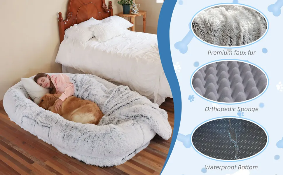 Factory Direct Sale Human Dog Bed Human Size Washable Faux Fur Human Dog Bed For You And Pets
