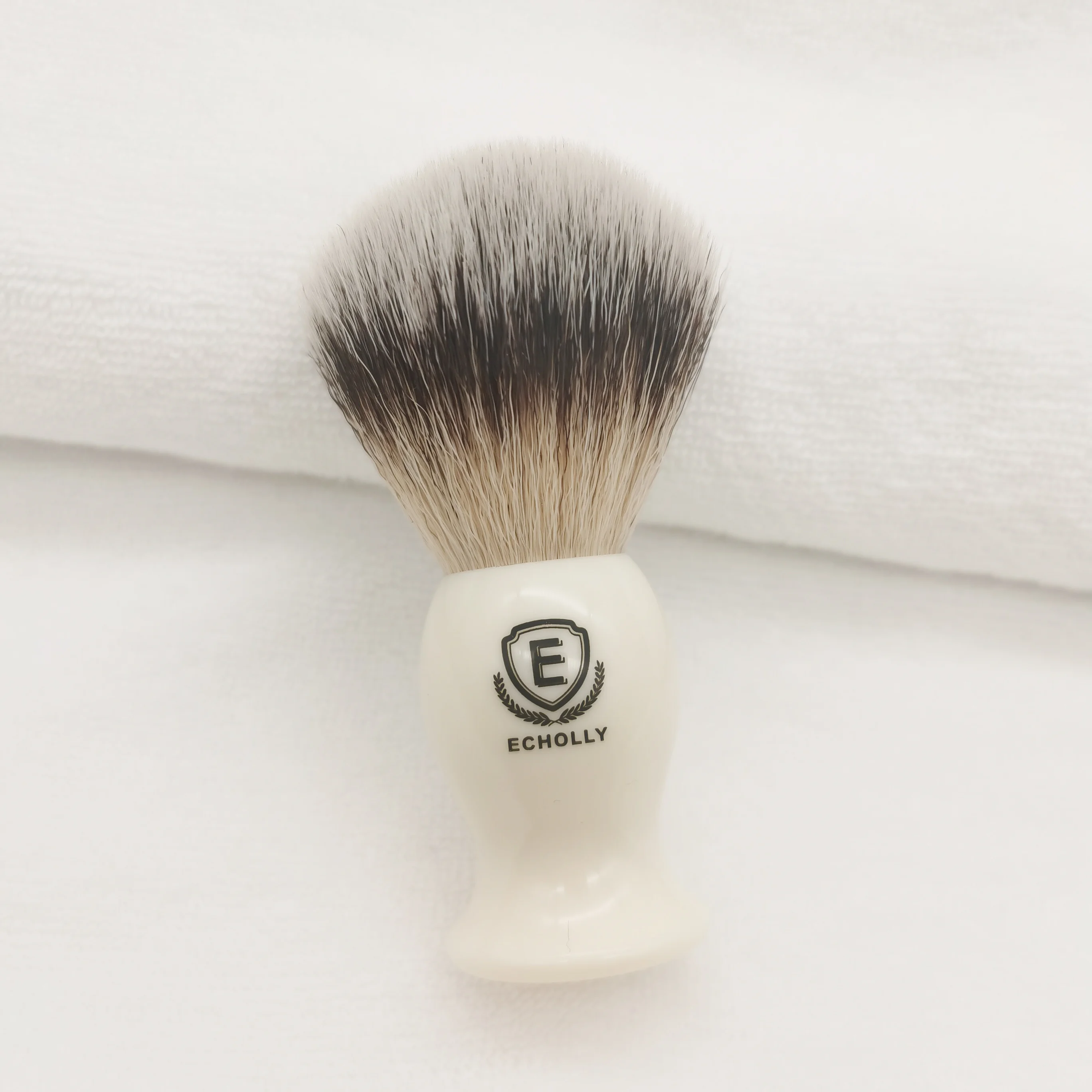 Echolly Premium Ivory White Resin Handle Shave Brush Men's Shaving